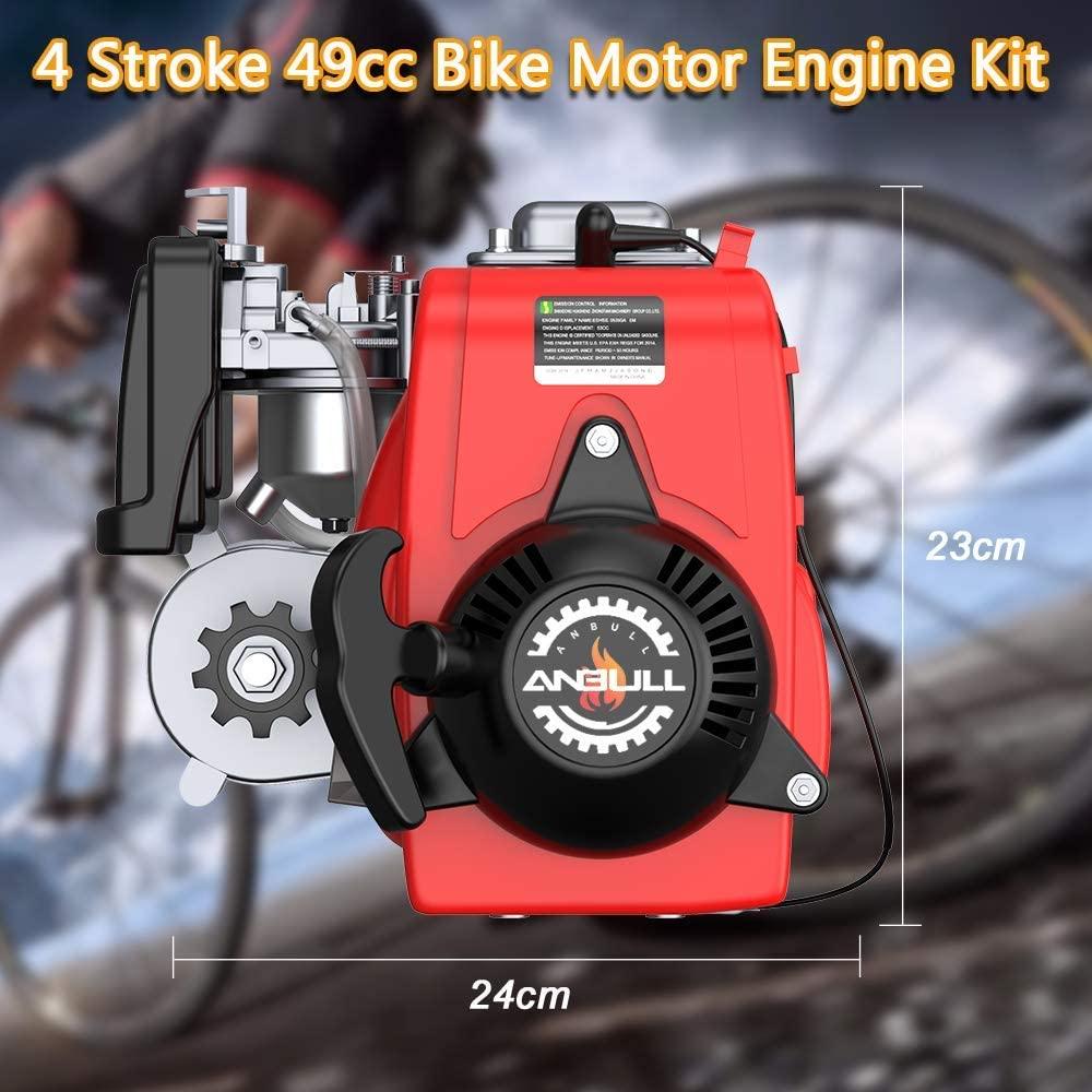 Anbull 49CC 4 Stroke Gas Petrol Motorized Bike Bicycle Engine Motor Kit for 28” V Frame Bike and 26” ATV