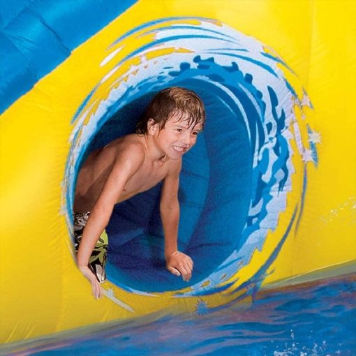 BANZAI Pipeline Twist Kids Inflatable Outdoor Backyard Water Pool Aqua Splash Park and Slides with Climbing Wall, Water Cannons, &amp; Clubhouse, Ages 5+
