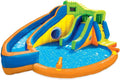 BANZAI Pipeline Twist Kids Inflatable Outdoor Backyard Water Pool Aqua Splash Park and Slides with Climbing Wall, Water Cannons, &amp; Clubhouse, Ages 5+