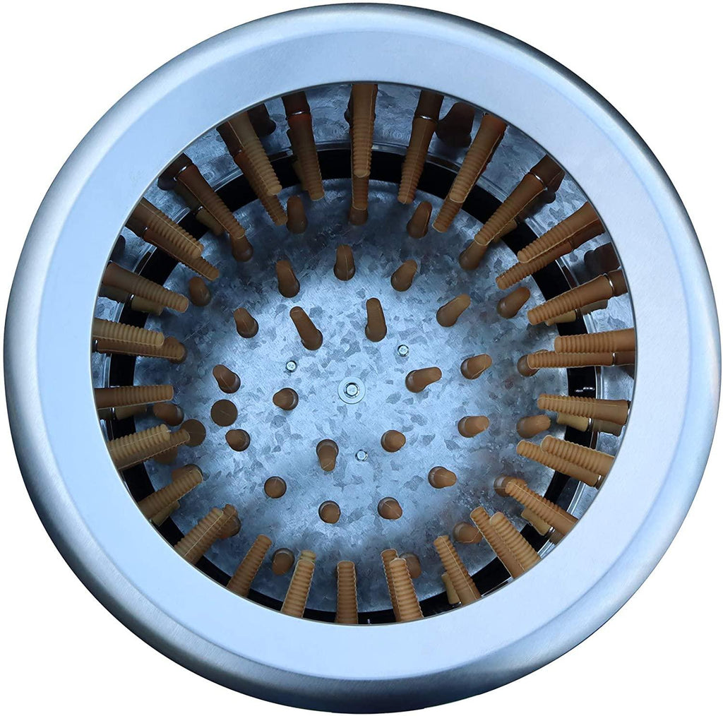 ROOTS and HARVEST Chicken Plucker De-Feather Remover Poultry &amp; Fowl Food Processor Stainless Steel Heavy Duty Electric 1.2HP 120VAC 280RPM Planetary Gear Motor 92 Soft Fingers 20" Drum Diameter