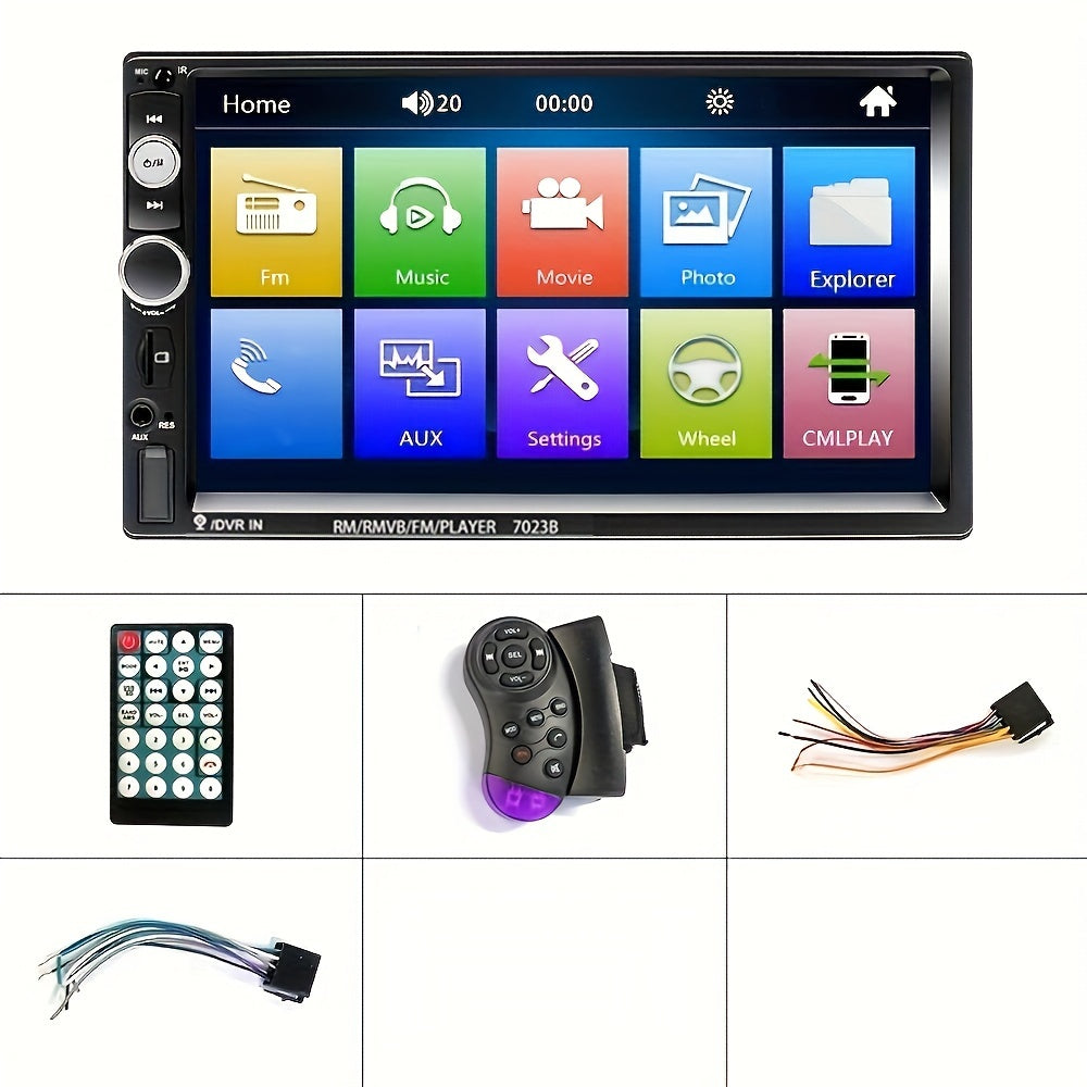 7-Inch HD Touch Screen Car Stereo Radio Audio Double Din Car Multimedia Player With Mirror Link USB FM Autoradio+Remote Control +Steering Control