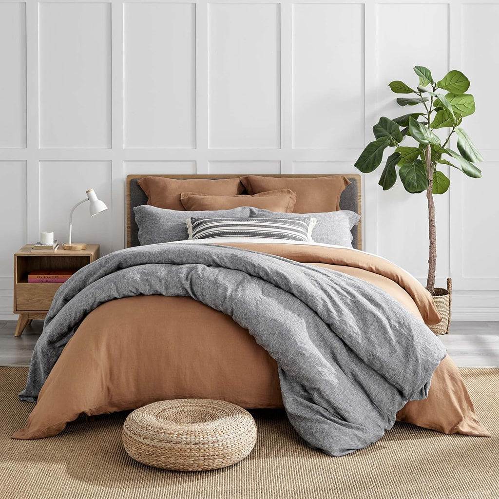 Levtex Home - Linen - Full/Queen Duvet Cover - Washed Linen in Sandstone - Duvet Cover Size (90 x 94in.)