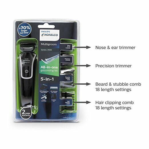 Philips Norelco Multigroom Rechargeable Grooming Kit Beard Shave Ear Trimmer