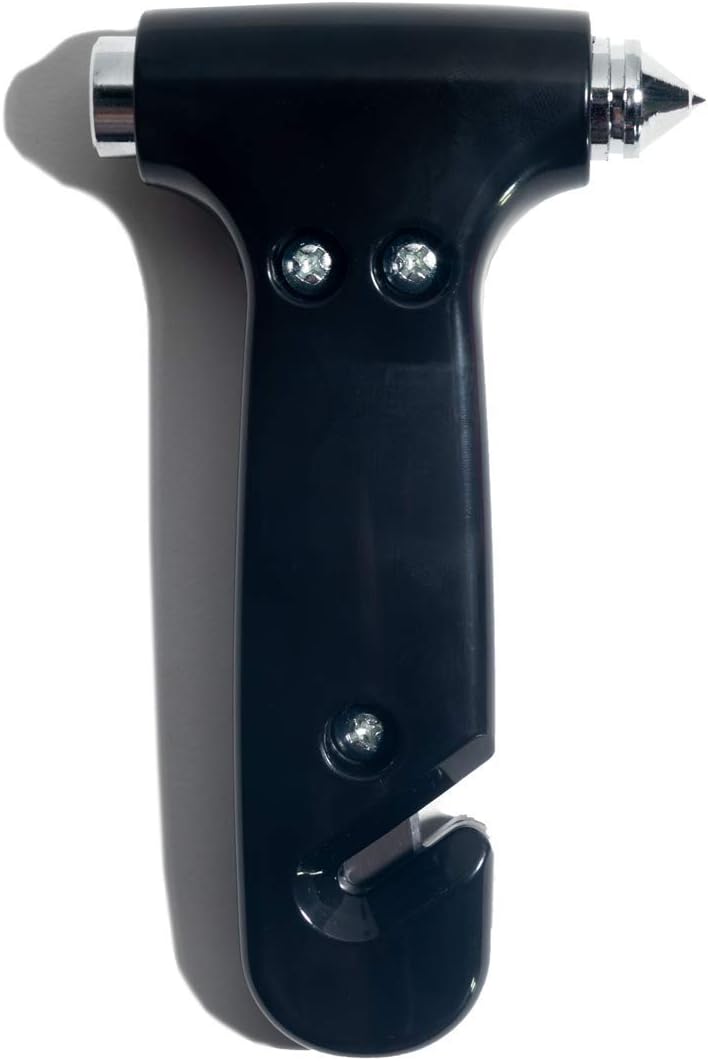 Super-Cute Safety Hammer - Emergency Automotive Escape Hammer Tool, Seat Belt Cutter &amp; Car Window Break Tool - Black, 1 Count