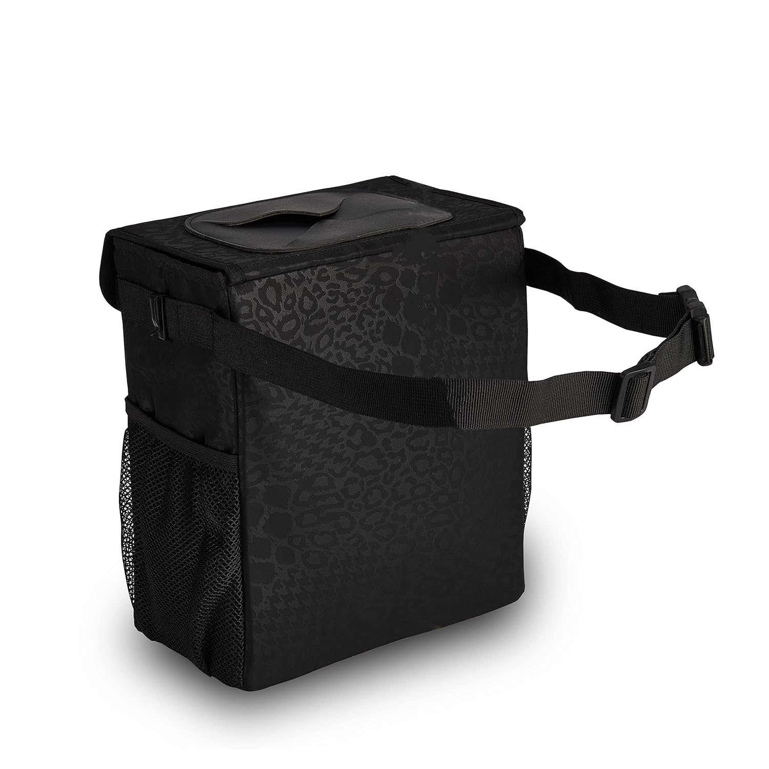 SIBOFUEGO Cute Car Trash Can with Lid - Leak Proof Bag Hanging Waterproof Garbage Storage Pockets Multipurpose Collapsible Organizer (Black Leopard)