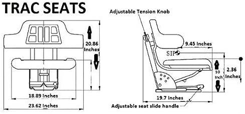 Blue TRAC SEATS  Waffle Style Universal Tractor Suspension SEAT with TILT FITS Ford/Holland 3900 3930 3910 5000 5100 5600 5610 5900 5910 (Same Day  - Delivers in 1-4 Business Days