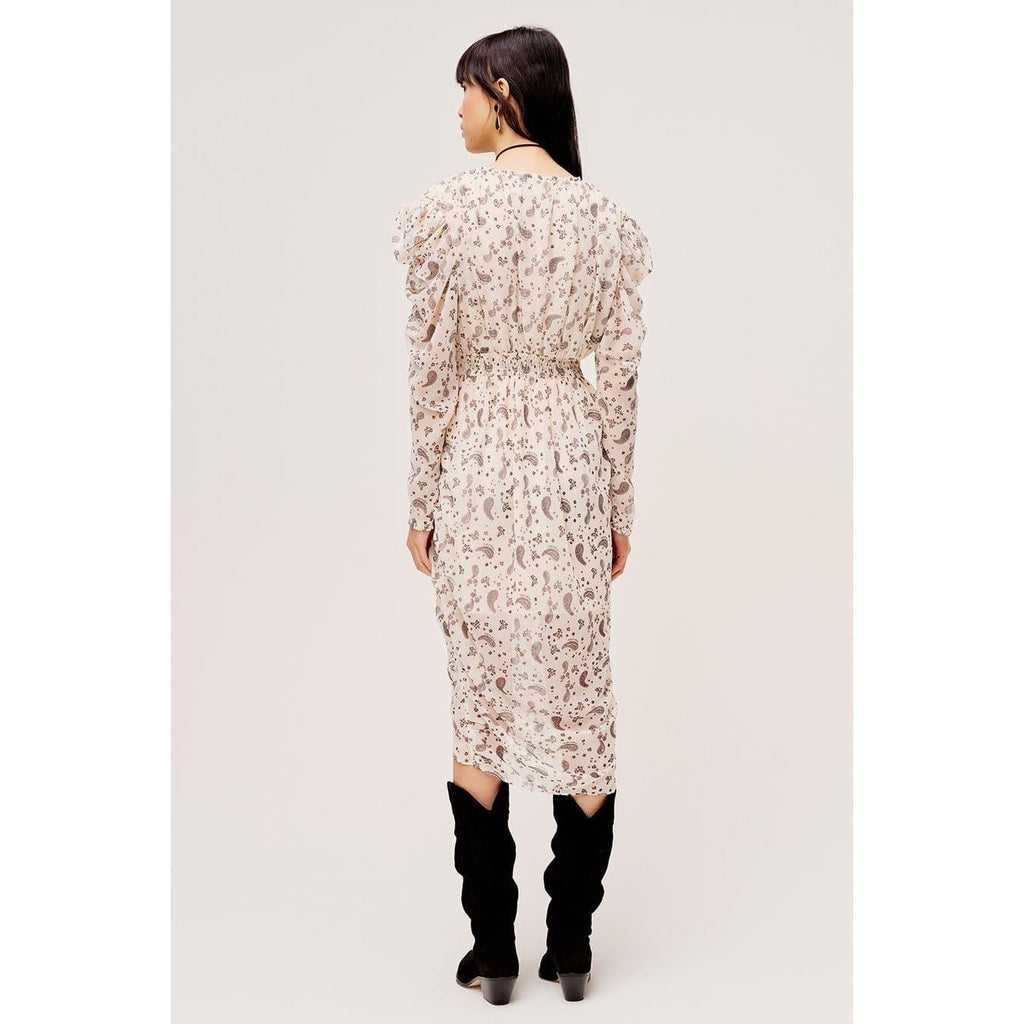 long sleeve asymmetric midi dress