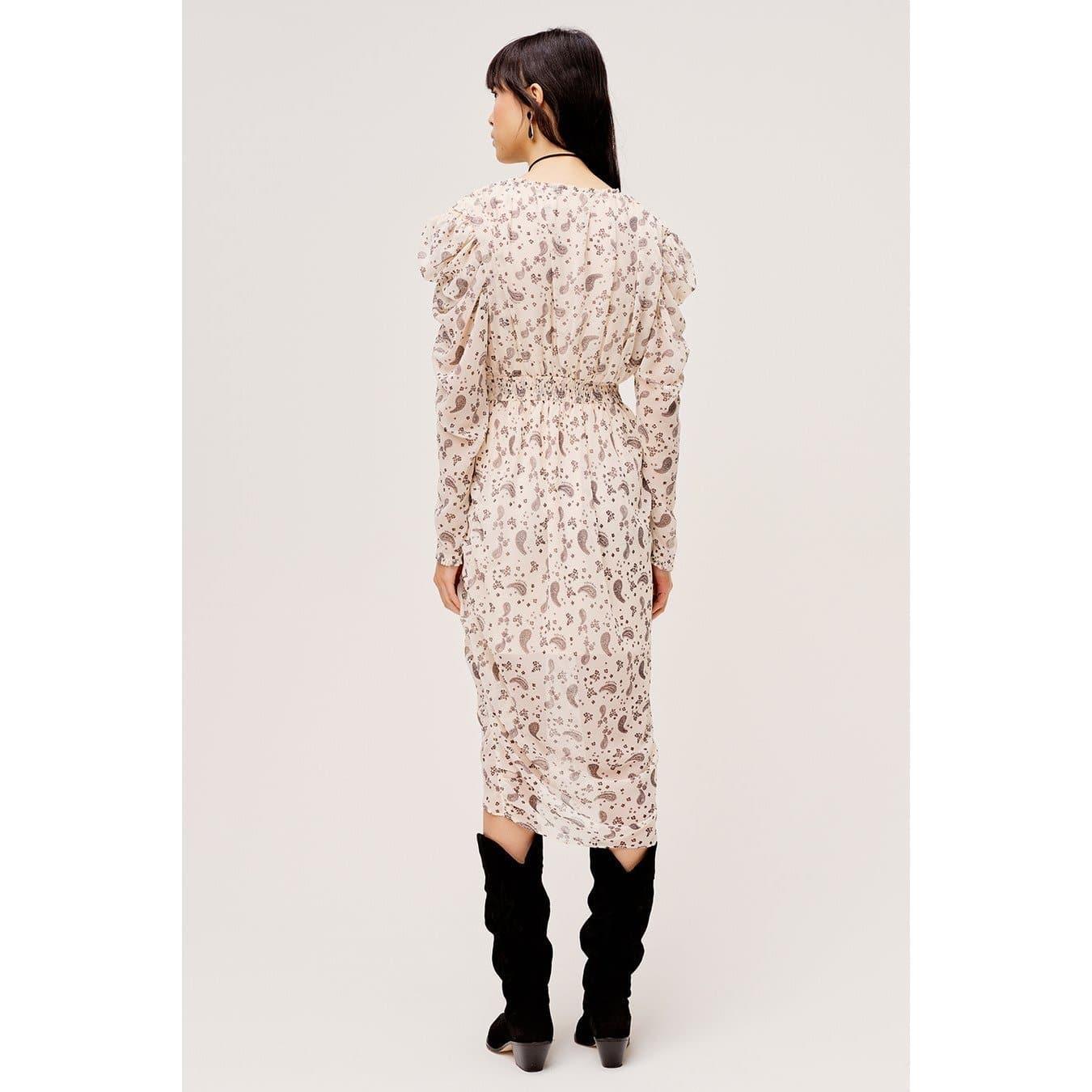 long sleeve asymmetric midi dress