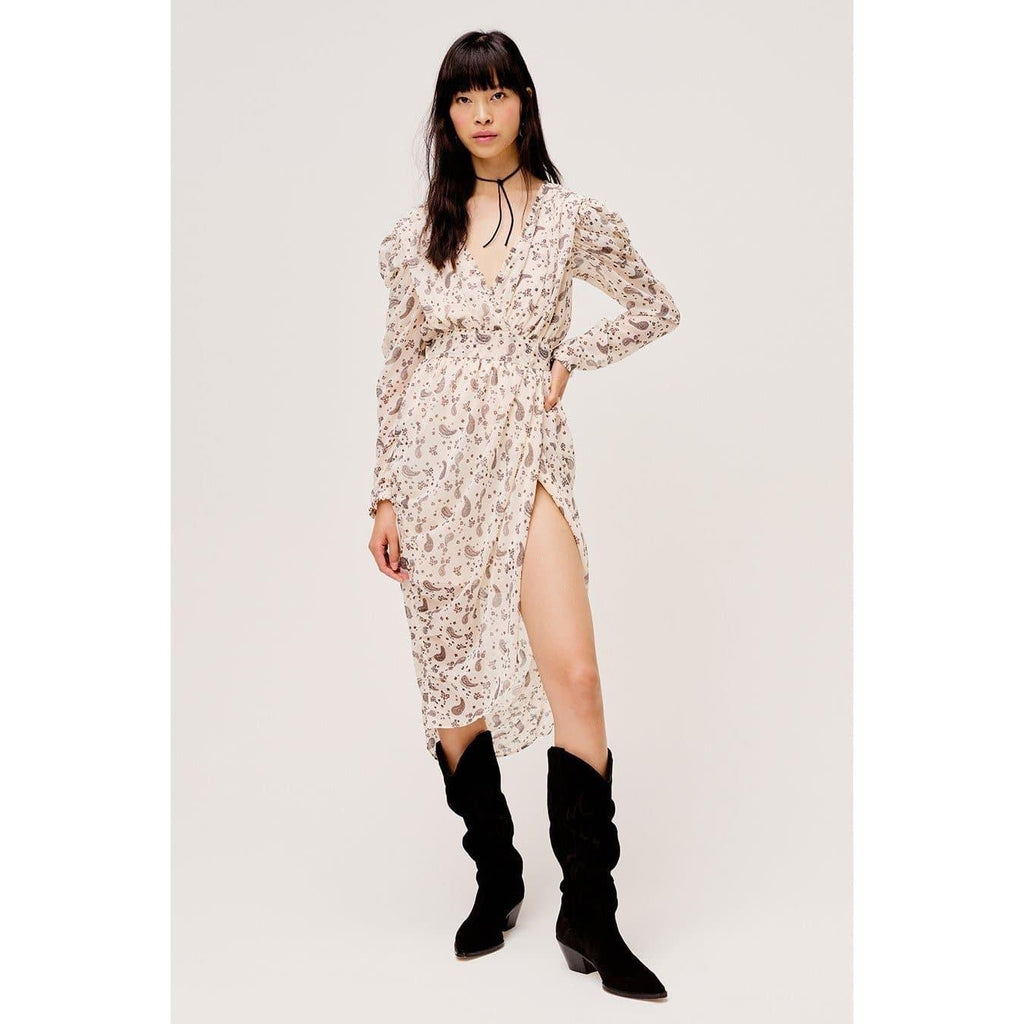 long sleeve asymmetric midi dress