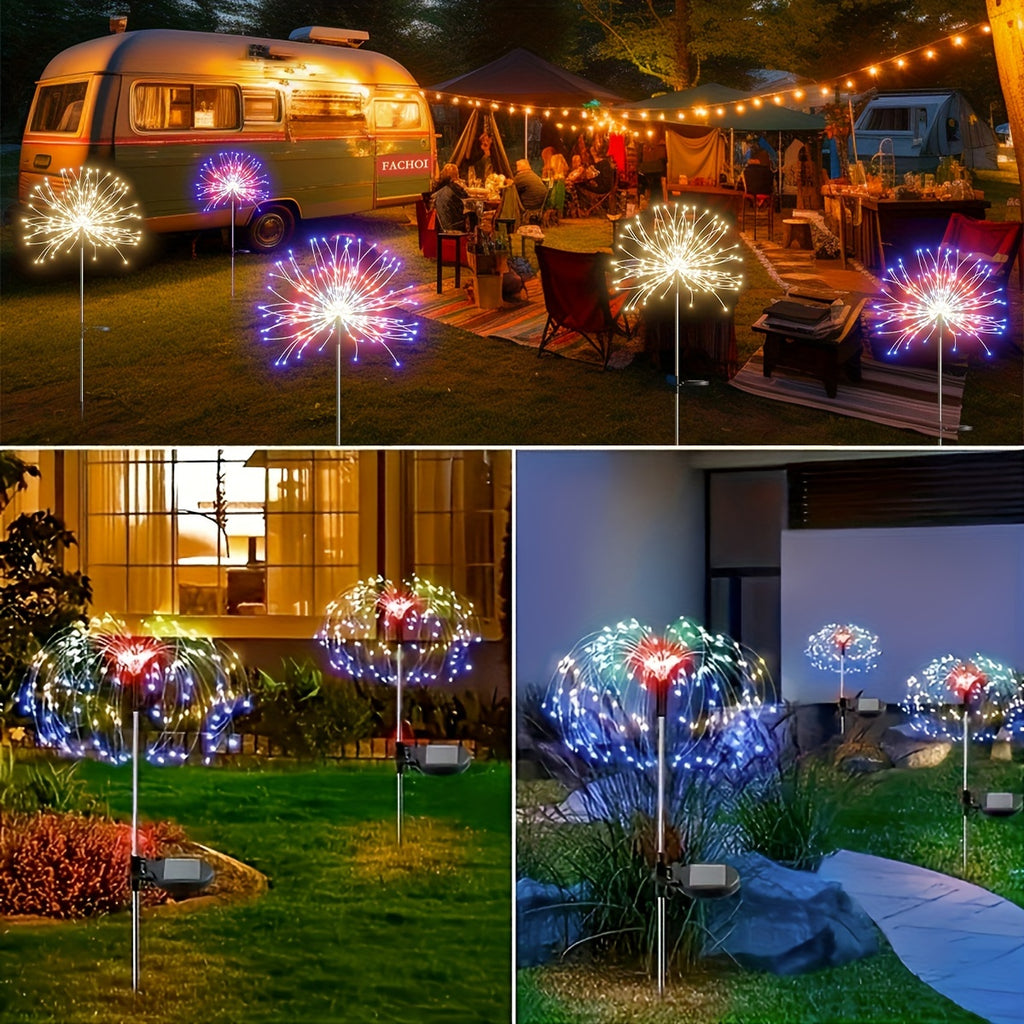 Solar Garden Lights Solar Firework Lights, 8-Mode Lighting Solar Lights Outdoor Waterproof For Garden Patio Walkway Pathway Party Wedding Decorative