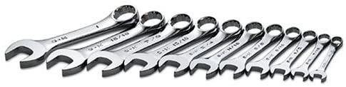 SK Professional Tools 86231 11-Piece 12-Point Fractional Short Combination Wrench Set - SuperKrome Finish, Set of 11 Chrome Wrenches Made in USA