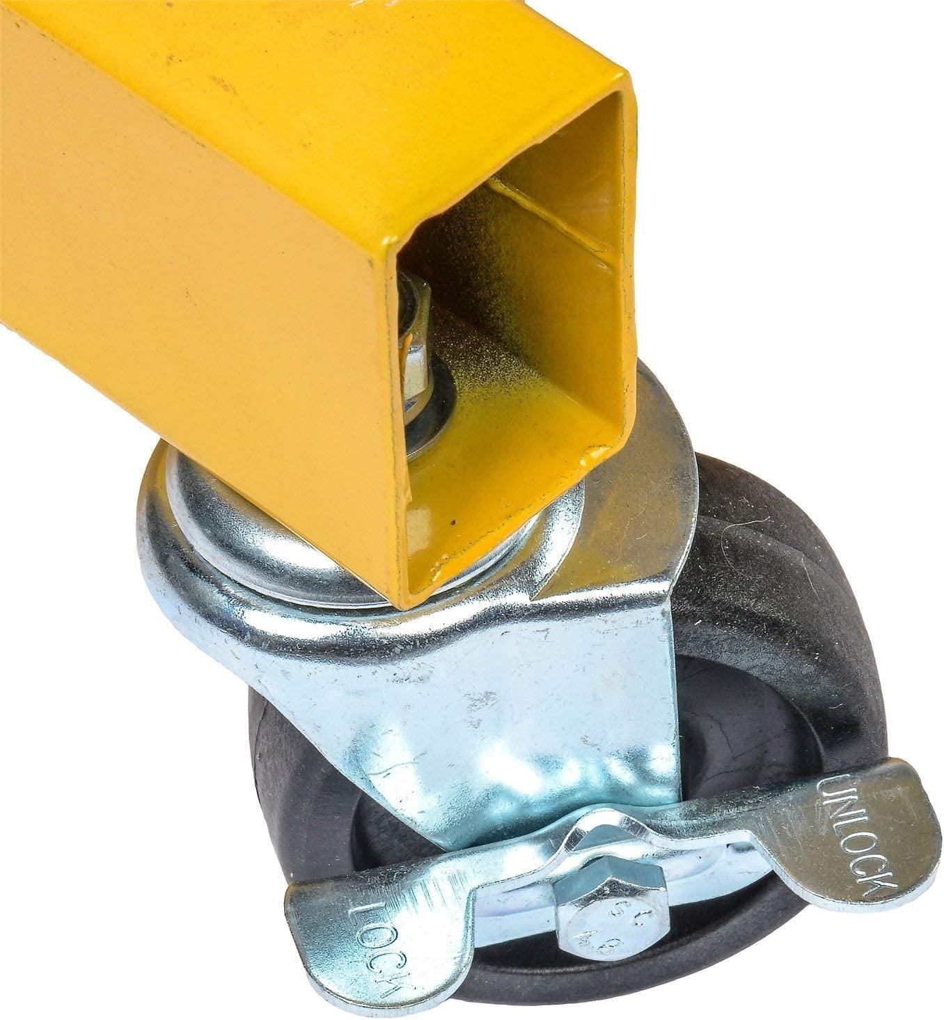 JEGS 1/2-Ton Automotive Shop Crane | Up To 1,000 LBS Capacity | 29” to 44” WorBoom Ran| Lifting Ran12” - 88” | Folds For Stora| Uses 4 Caster Wheels | Steel With Yellow Finish