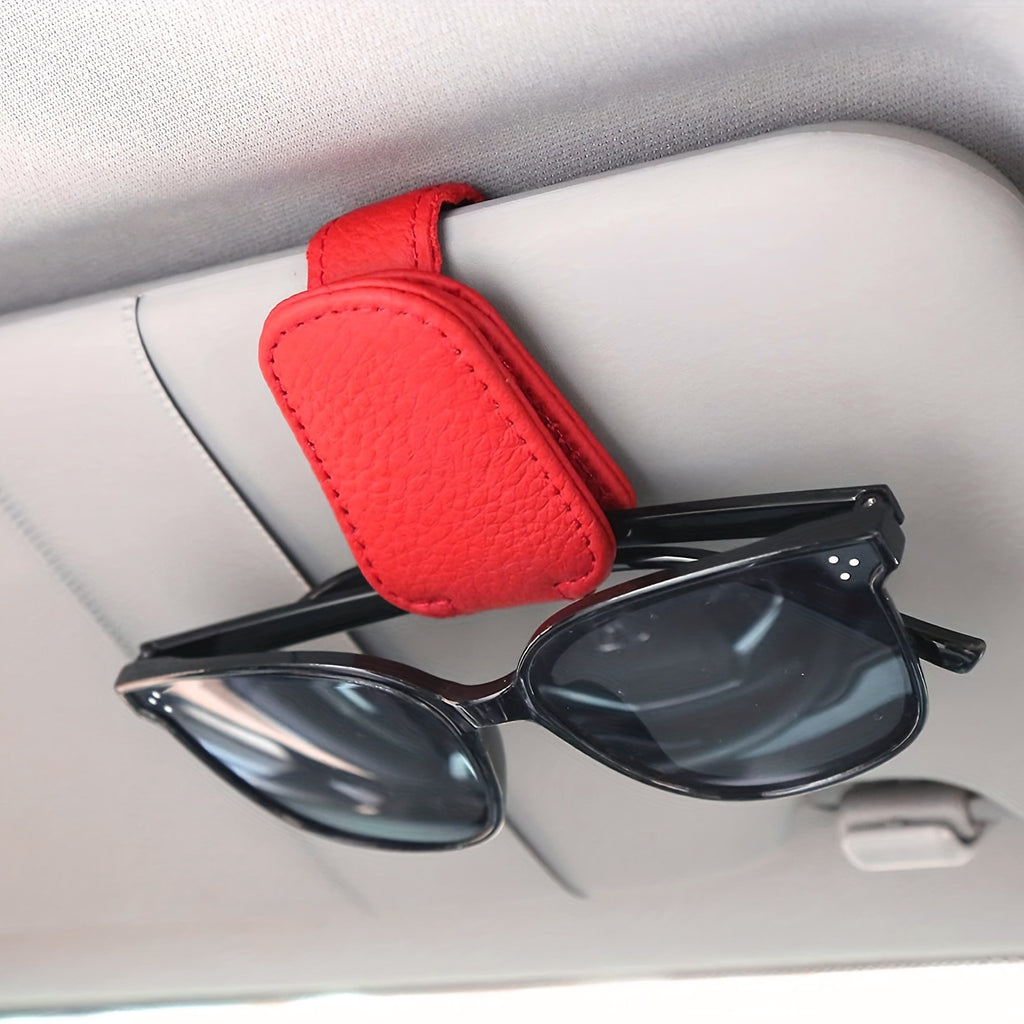 1pc Magnetic PU Leather Car Visor Sunglasses Holder, Sunglasses Holders For Car, Sunglasses Clip For Car Visor, Car Interior Visor Accessories
