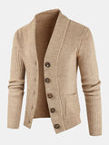 mens plain butt front thick double pockets cotton raglan sleeve sweater coat