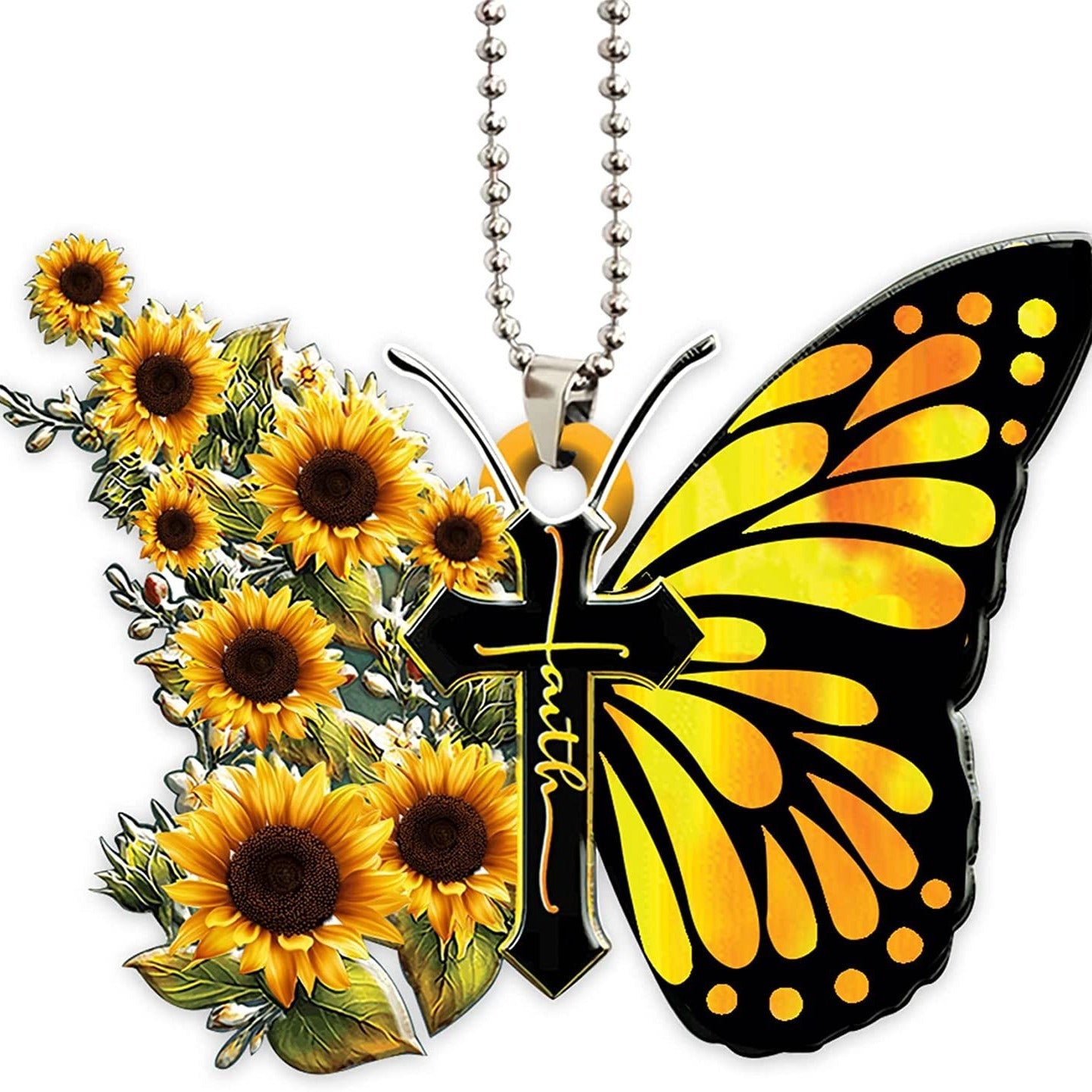 1pc Butterfly Cross Car Ornament, Christmas Tree Decoration Hanging Ornament Keychain Accessories Car Interior Accessories Couple Gifts