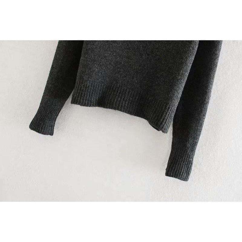 slim beading o-neck sweater