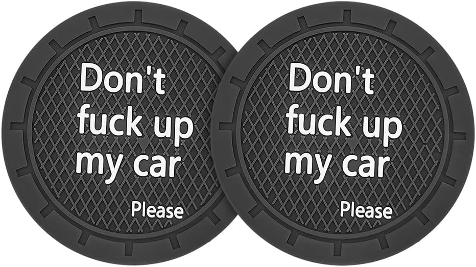 8sanlione 2 Pack Car Cup Holder Coasters, 2.75 Inch Non-Slip PVC Insert Cup Coaster, Anti-Scratch Auto Cup Mats for Women Men, Vehicle Interior Accessories Universal for Car, SUV, Truck (D Black/2PCS)