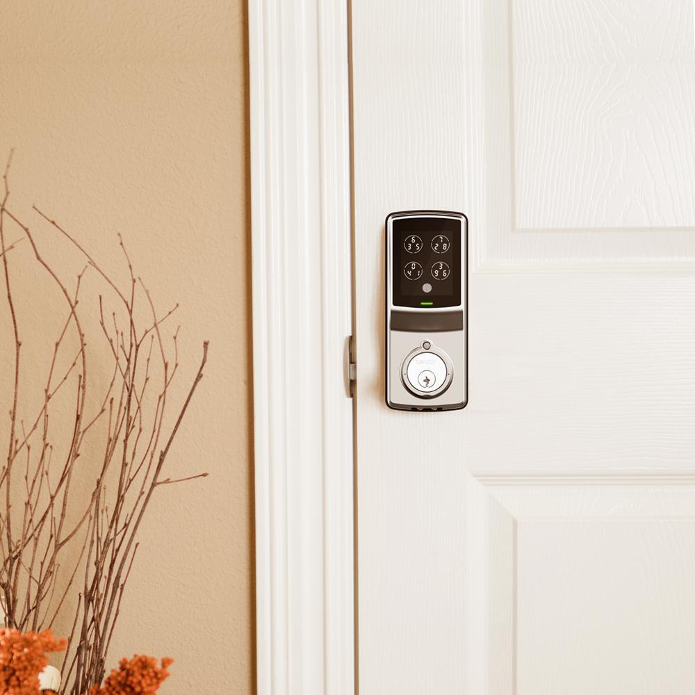 Model-S Satin Nickel Single-Cylinder Smart Deadbolt Lock with Keypad, Bluetooth and Discrete PIN Code Input