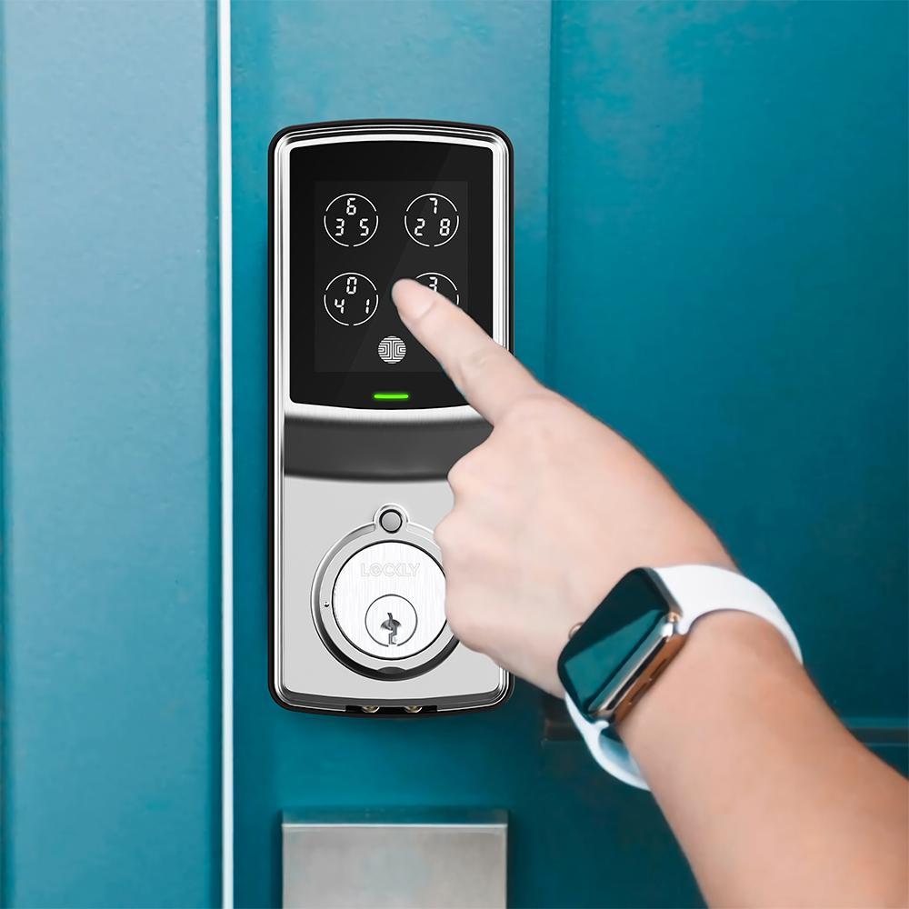 Model-S Satin Nickel Single-Cylinder Smart Deadbolt Lock with Keypad, Bluetooth and Discrete PIN Code Input