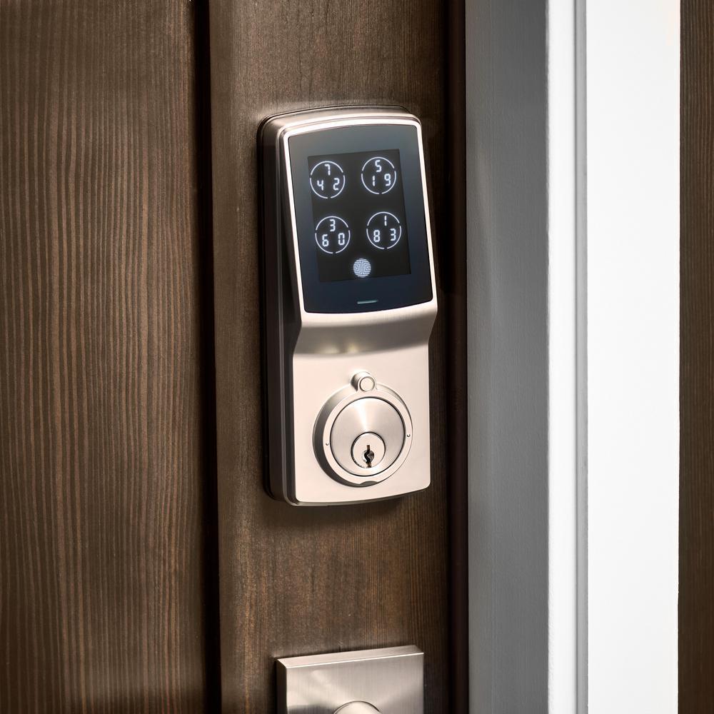 Model-S Satin Nickel Single-Cylinder Smart Deadbolt Lock with Keypad, Bluetooth and Discrete PIN Code Input