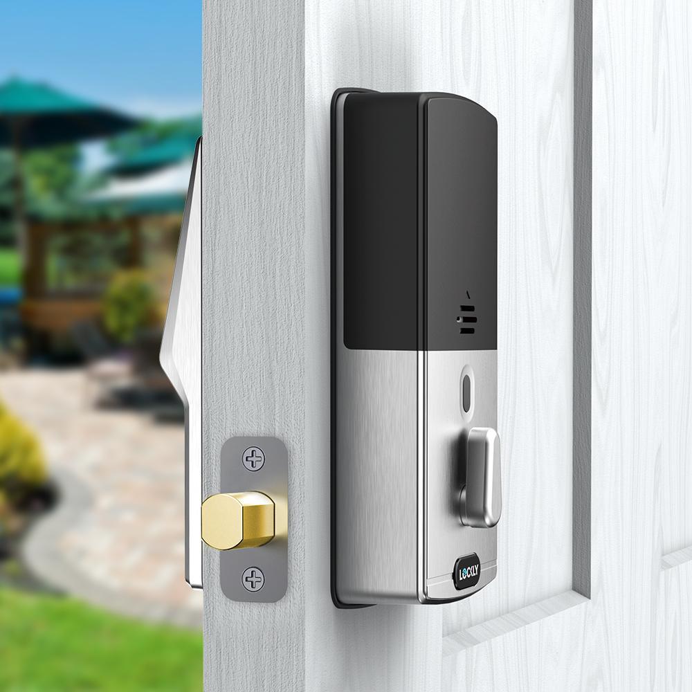 Model-S Satin Nickel Single-Cylinder Smart Deadbolt Lock with Keypad, Bluetooth and Discrete PIN Code Input