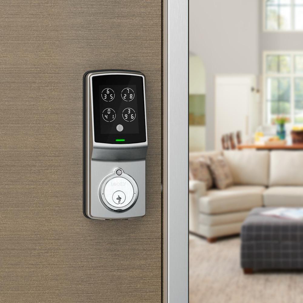 Model-S Satin Nickel Single-Cylinder Smart Deadbolt Lock with Keypad, Bluetooth and Discrete PIN Code Input