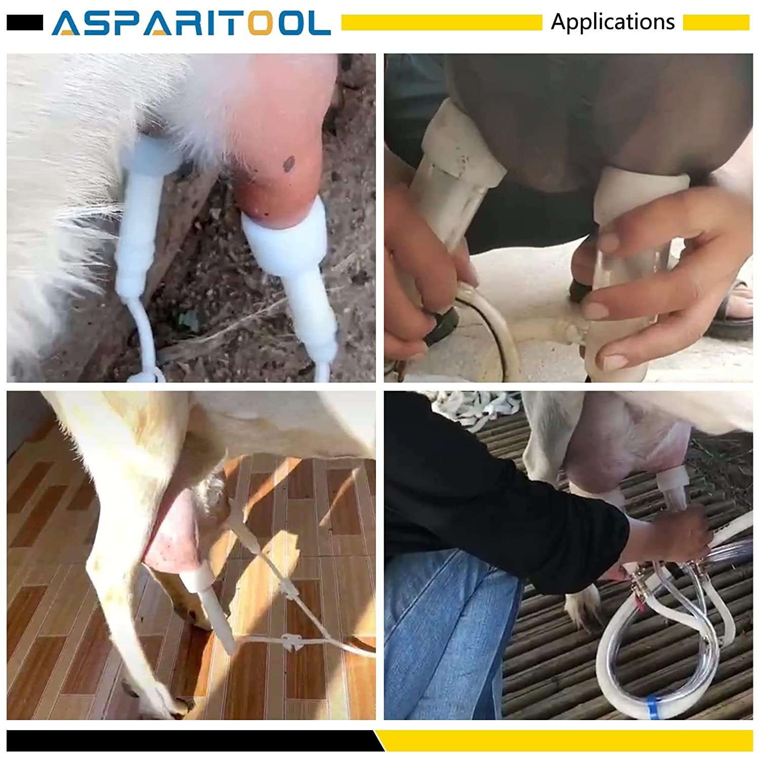 Goat MilMachine 7L Milk Machine Electric Automatic Goat Milker with Continuously Adjustable Suction Vacuum Pump & Portable  Bucket for Livestock