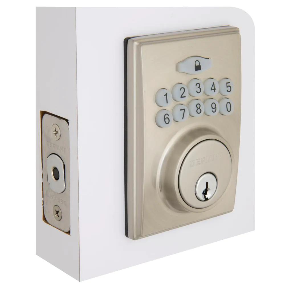 Square Satin Nickel Electronic Single Cylinder Keypad Deadbolt