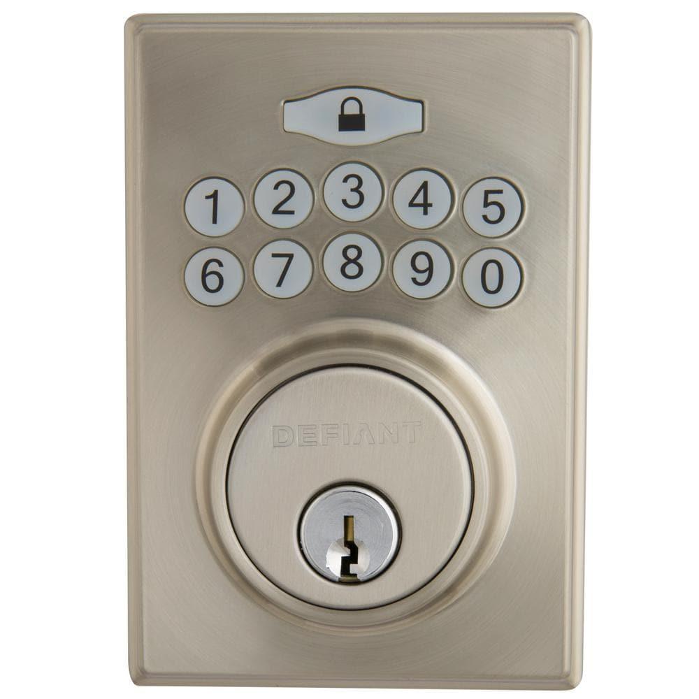 Square Satin Nickel Electronic Single Cylinder Keypad Deadbolt