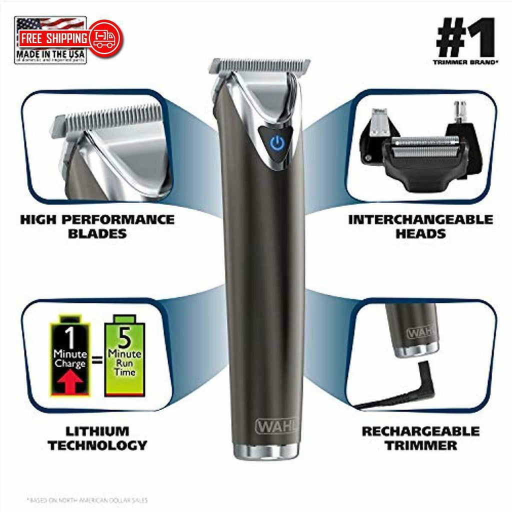 Wahl  Steel Lithium Ion 2.0+ Slate Beard Trimmer for Men Electric 9864