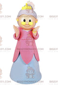 Fairy BIGGYMONKEYmascot costume with pink and white dress and crown