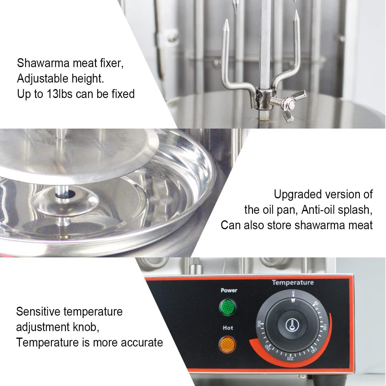 NJTFHU Electric Shawarma Machine Home Vertical Rotisserie 110V Gyro Broiler with