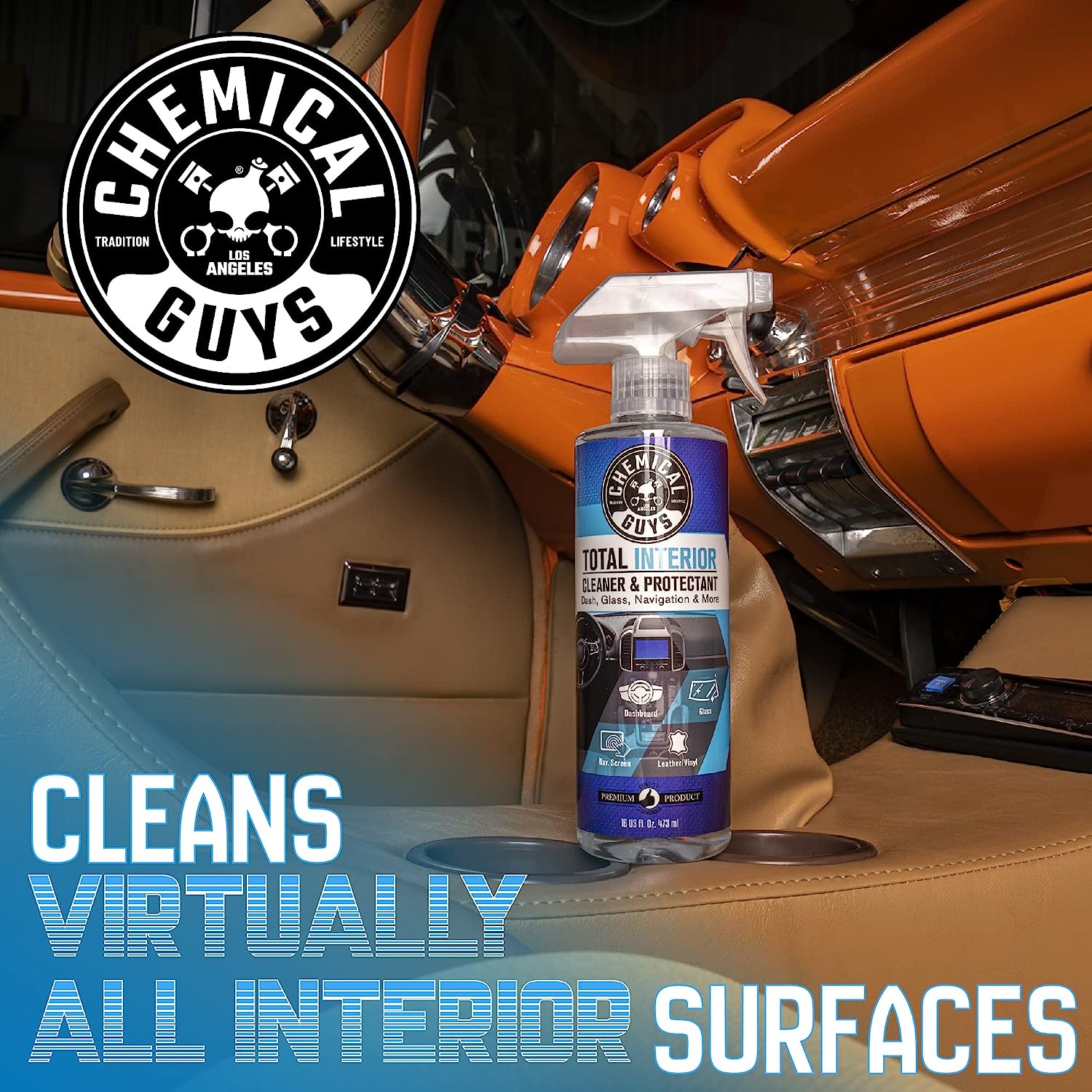 Chemical Guys SPI22016 Total Interior Cleaner and Protectant, Safe for Cars, Trucks, SUVs, Jeeps, Motorcycles, RVs &amp; More, 16 fl oz