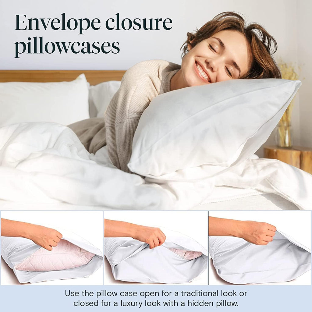 LuxClub 6 PC Extra Deep Pocket King Size Sheets &amp; Pillowcases Set - Hotel Bedding Silky Soft Eco Friendly Wrinkle Free Ultra Soft Cooling Bed Sheet Set deep Pocket up to 21" (King, White)