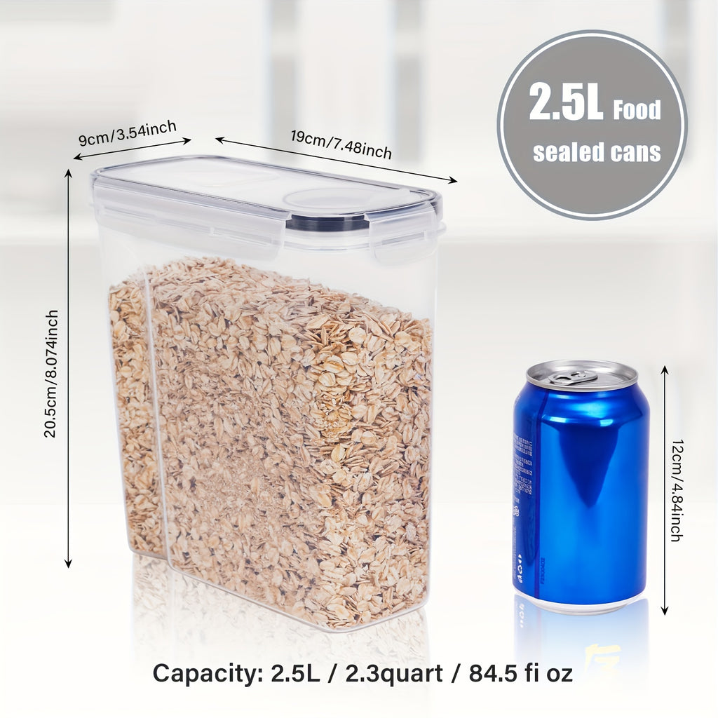 2/4pcs Cereal StoraContainer Set, BPA Plastic Airtight Food StoraContainers 2.5L/88 Oz For Cereal, Snacks And Sugar