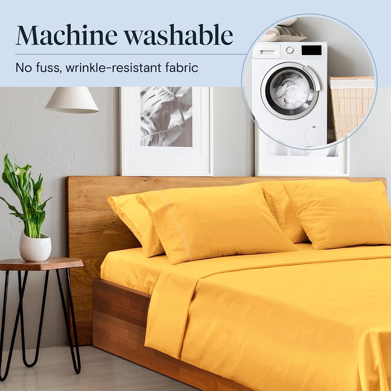 LuxClub 6 PC California King Size Sheet Set Bamboo Sheets Deep Pockets 18" Eco Friendly Wrinkle Free Cooling Sheets Machine Washable Hotel Bedding Silky Soft - Medallion Gold California King