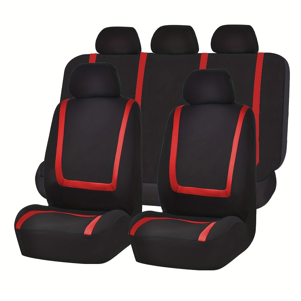 Upgrade Your Car Interior Comfort: 5-Seat Universal Car Seat Cover Set - Soft &amp; Breathable Polyester Fabric