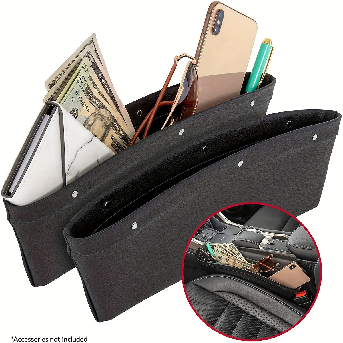 Car Seat Gaps Universal StoraBox Clip Seam Organizer Waterproof Car StoraBag PU Leather Sundries Box For Car