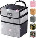 HOTOR Car Trash Can, Leak-Proof Car Garbage Can for The Back/Front/Console of Any Cars, Sedans, SUVs &amp; Trucks Easy-to-Install Car Accessory Interior, Sparkle White