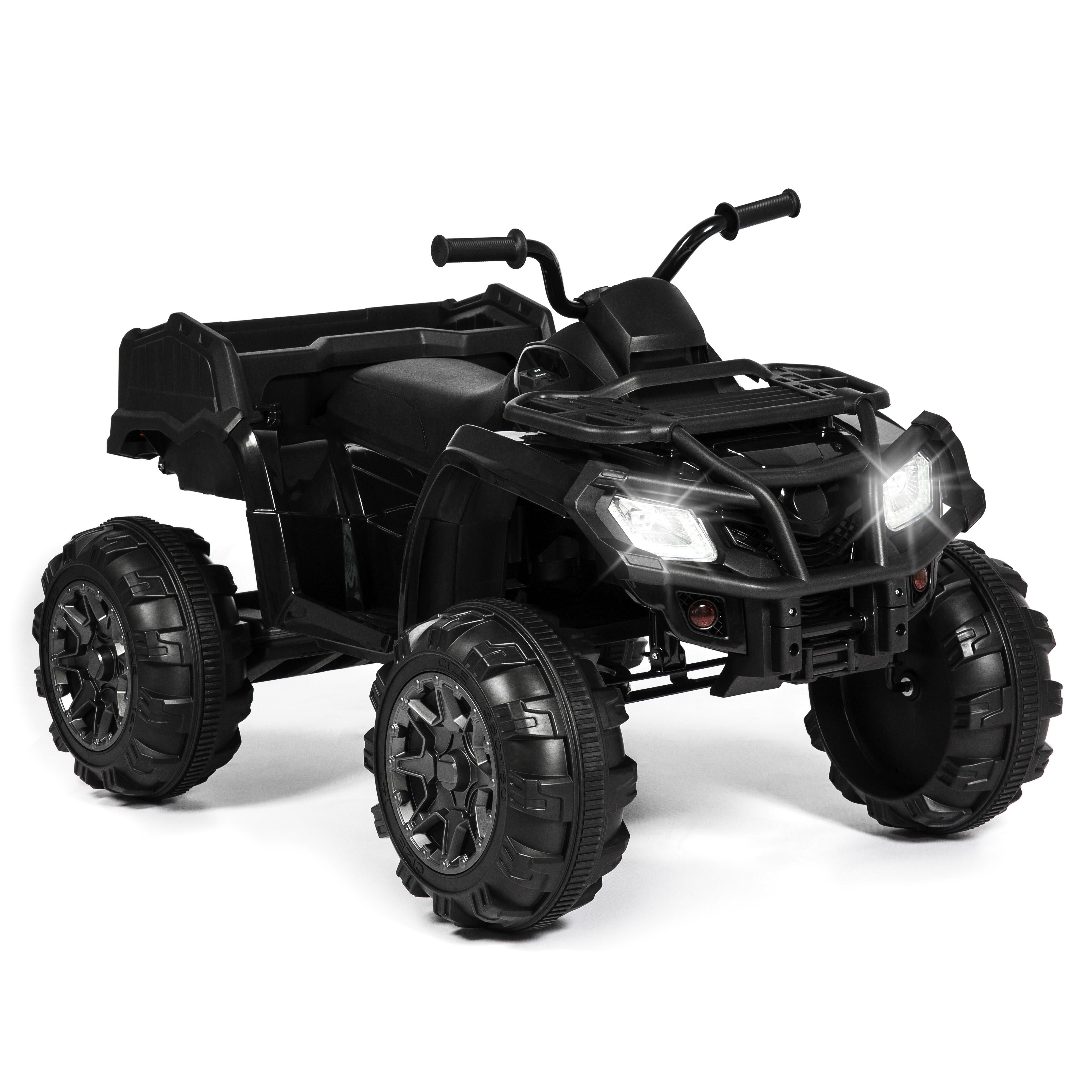 12V Kids Powered ATV Quad 4-Wheel Ride On Car w/ 2 Speeds, Spring Suspension, MP3, Stora- Black