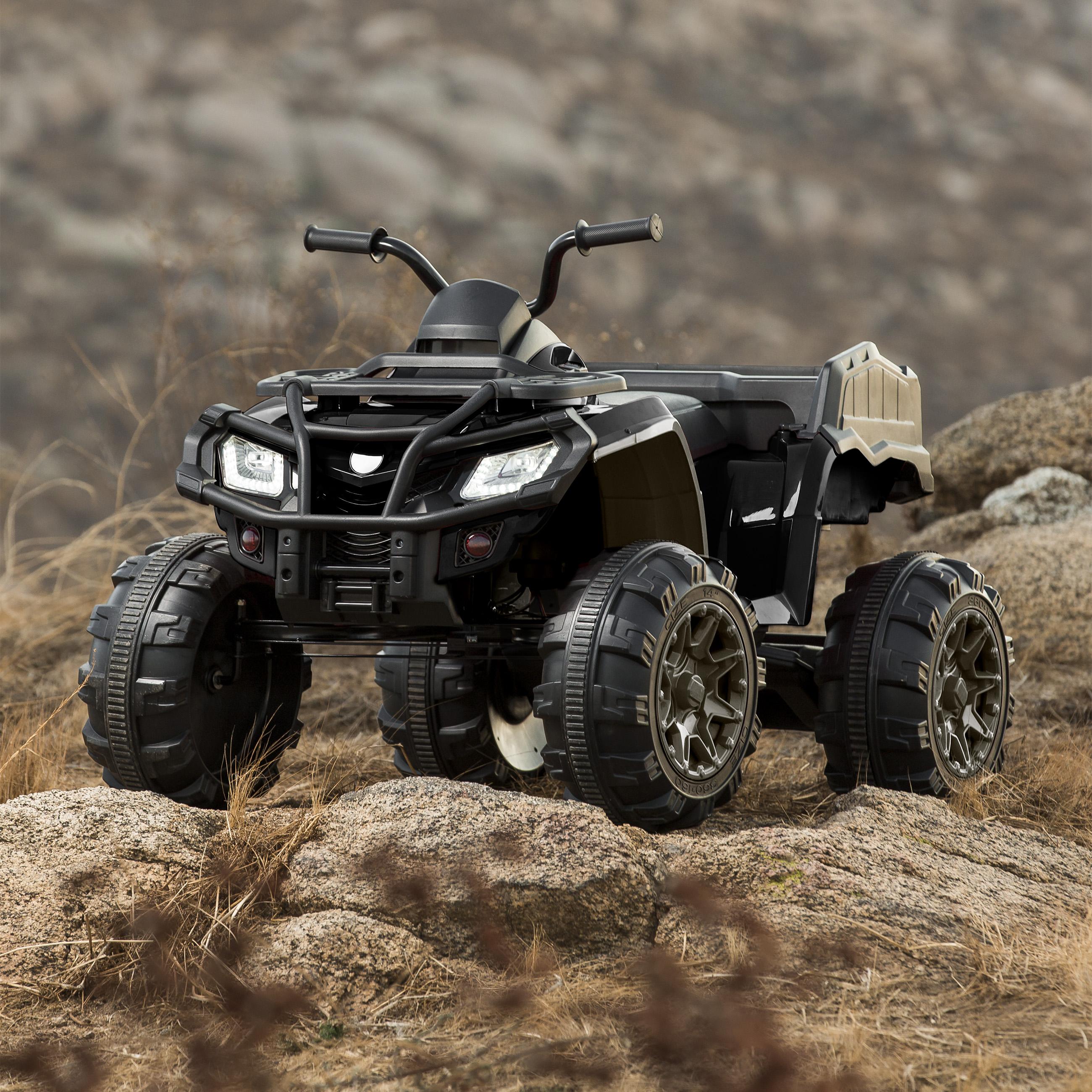 12V Kids Powered ATV Quad 4-Wheel Ride On Car w/ 2 Speeds, Spring Suspension, MP3, Stora- Black