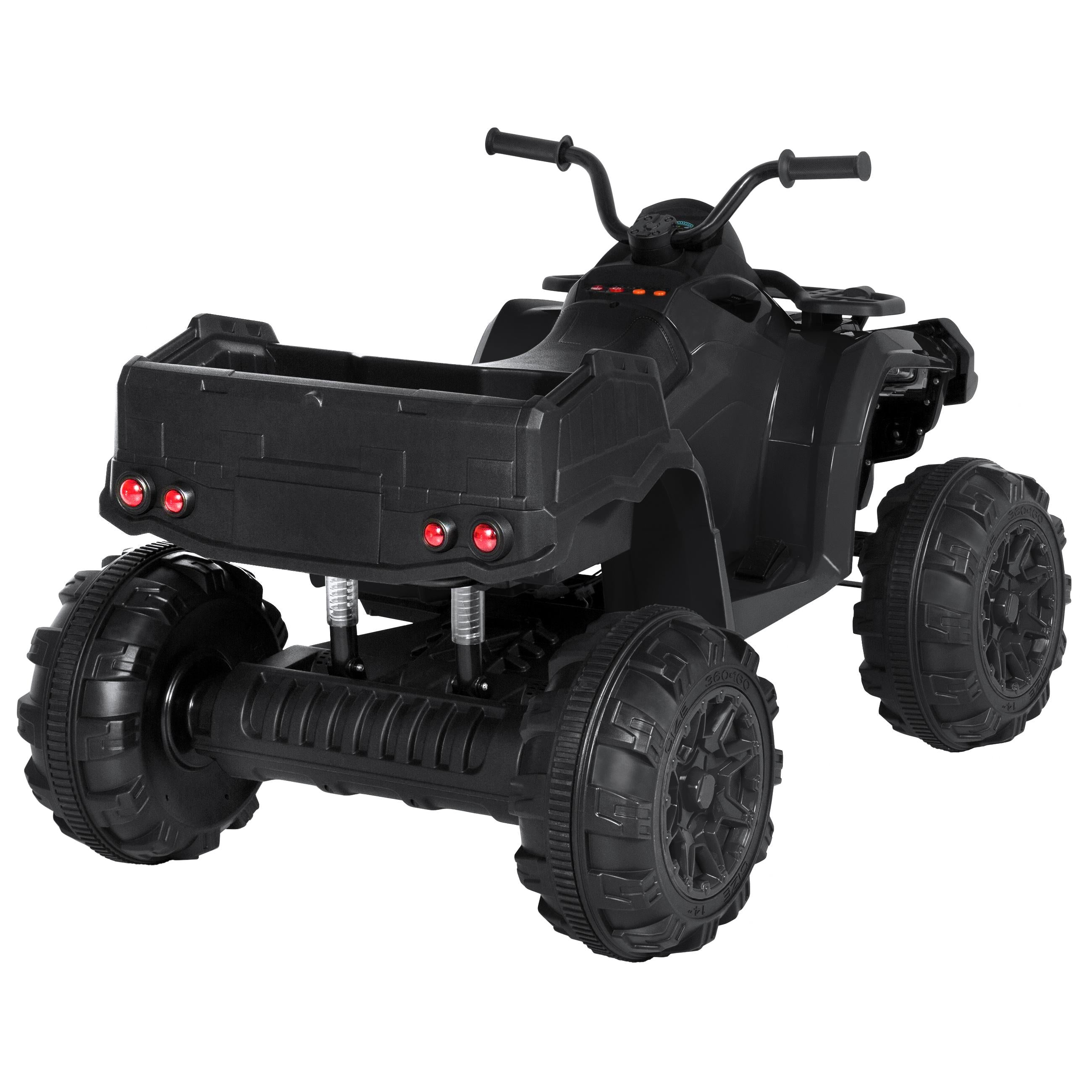 12V Kids Powered ATV Quad 4-Wheel Ride On Car w/ 2 Speeds, Spring Suspension, MP3, Stora- Black