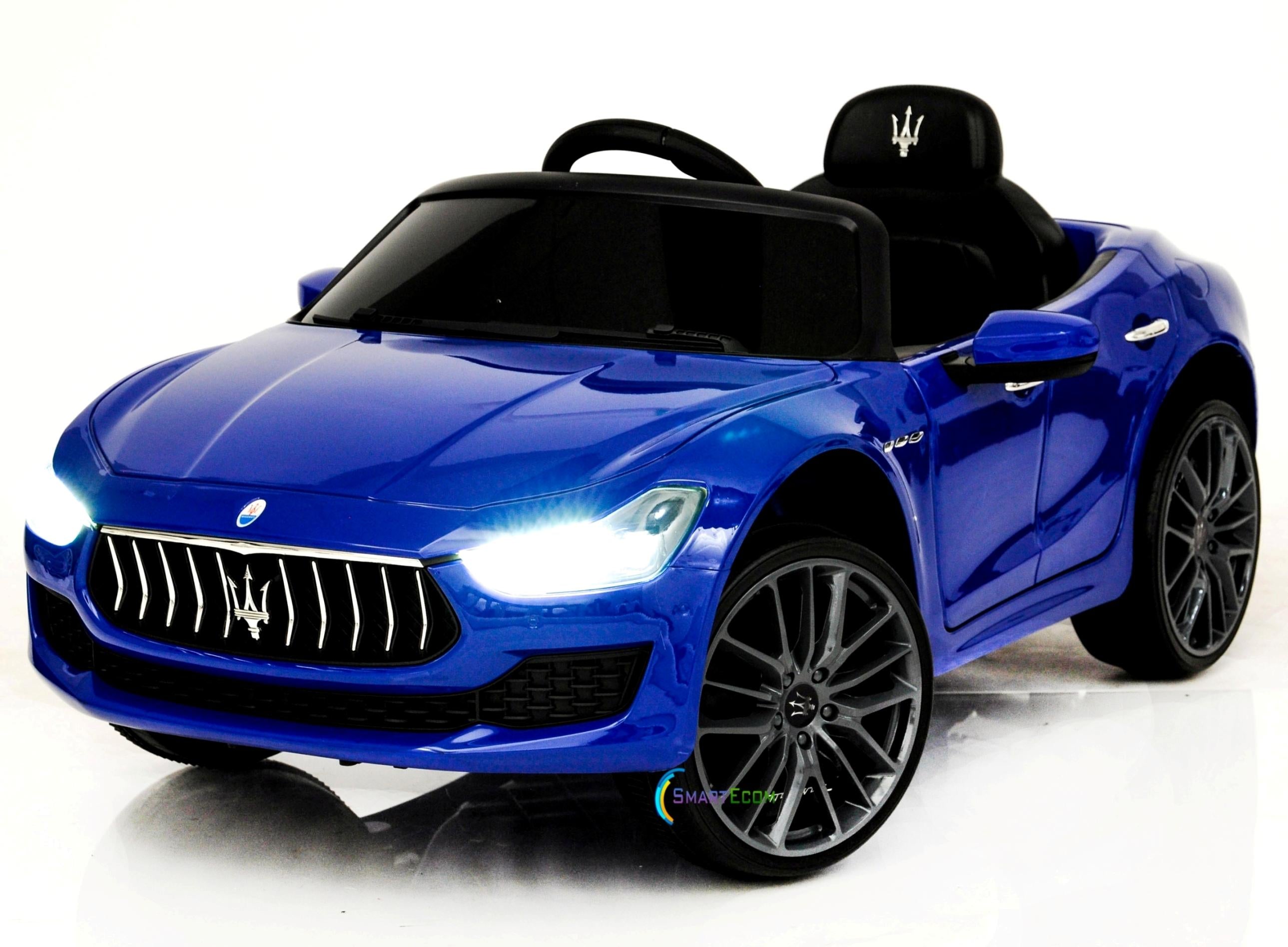 12V Maserati Ghibli Ride on electric power car For Kids Remote Control MP3 LED lights Opening doors - Blue