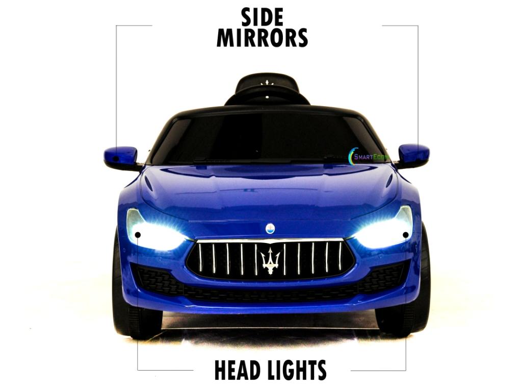 12V Maserati Ghibli Ride on electric power car For Kids Remote Control MP3 LED lights Opening doors - Blue