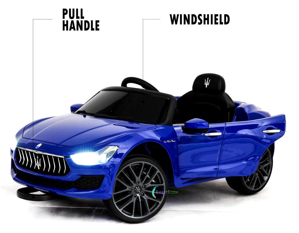 12V Maserati Ghibli Ride on electric power car For Kids Remote Control MP3 LED lights Opening doors - Blue