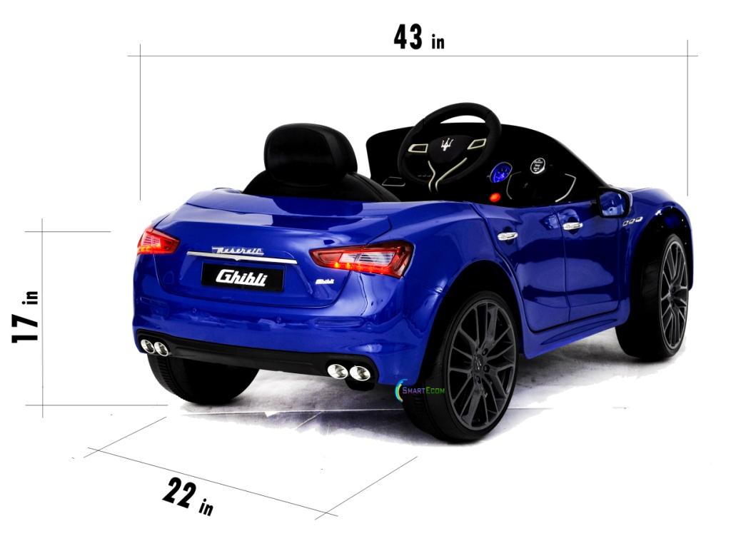 12V Maserati Ghibli Ride on electric power car For Kids Remote Control MP3 LED lights Opening doors - Blue