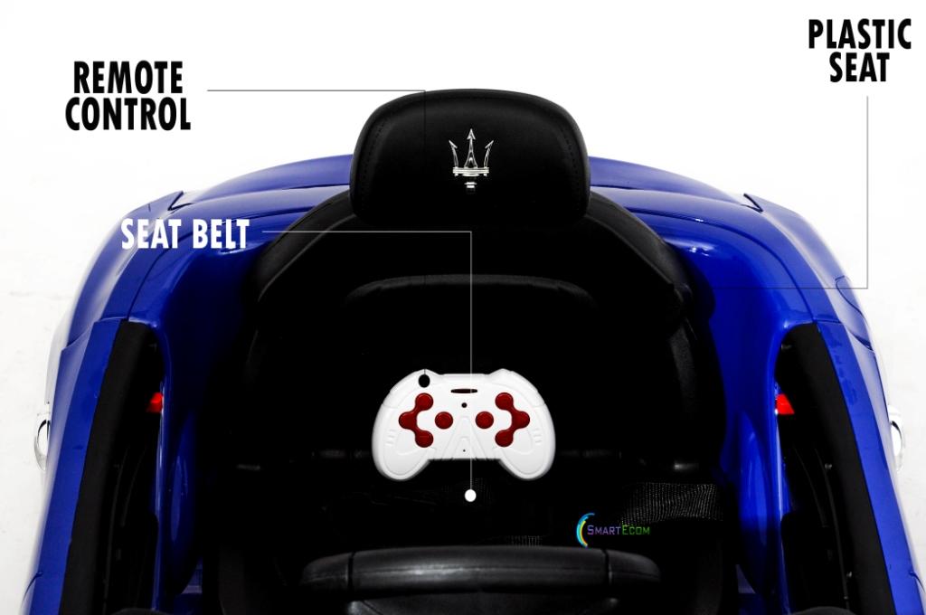 12V Maserati Ghibli Ride on electric power car For Kids Remote Control MP3 LED lights Opening doors - Blue