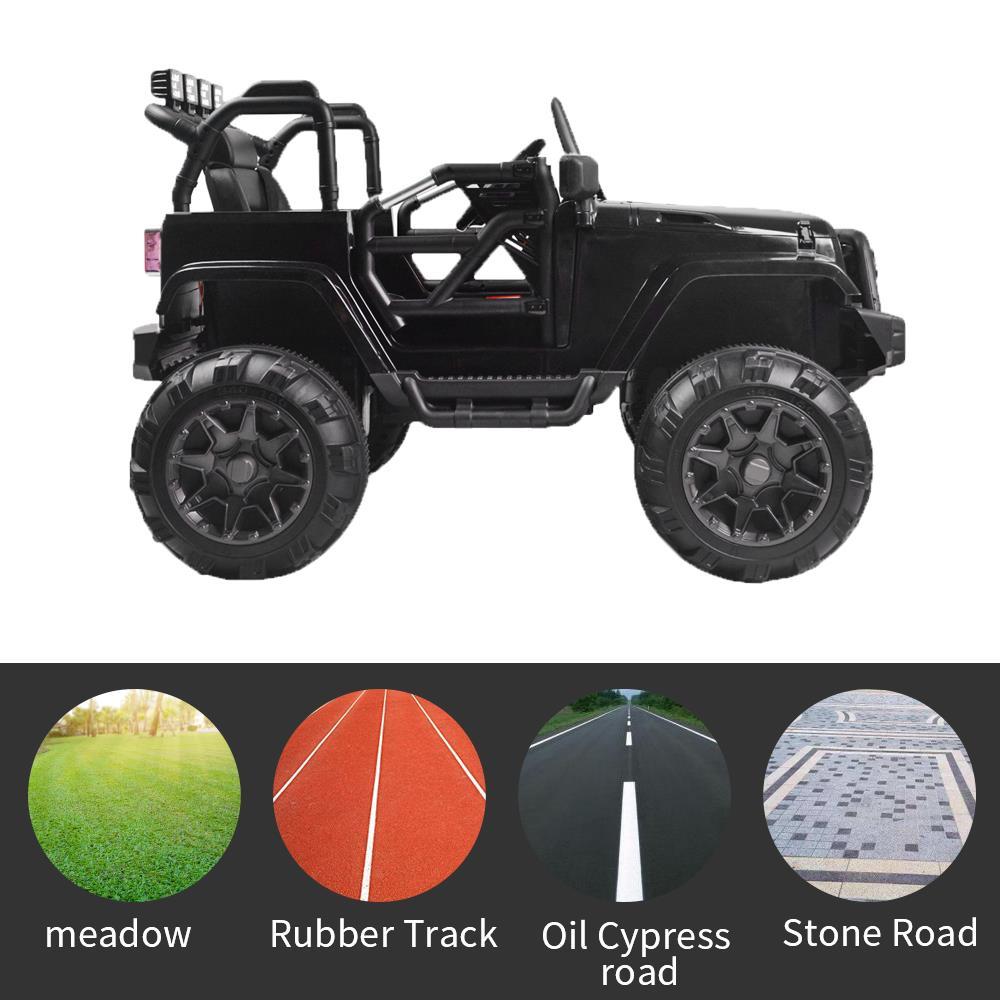 Zimtown 12V Kids Ride On Car Truck Electric Car RC Toy w/ Remote Control, 3 Speeds, Spring Suspension, LED Light - Black