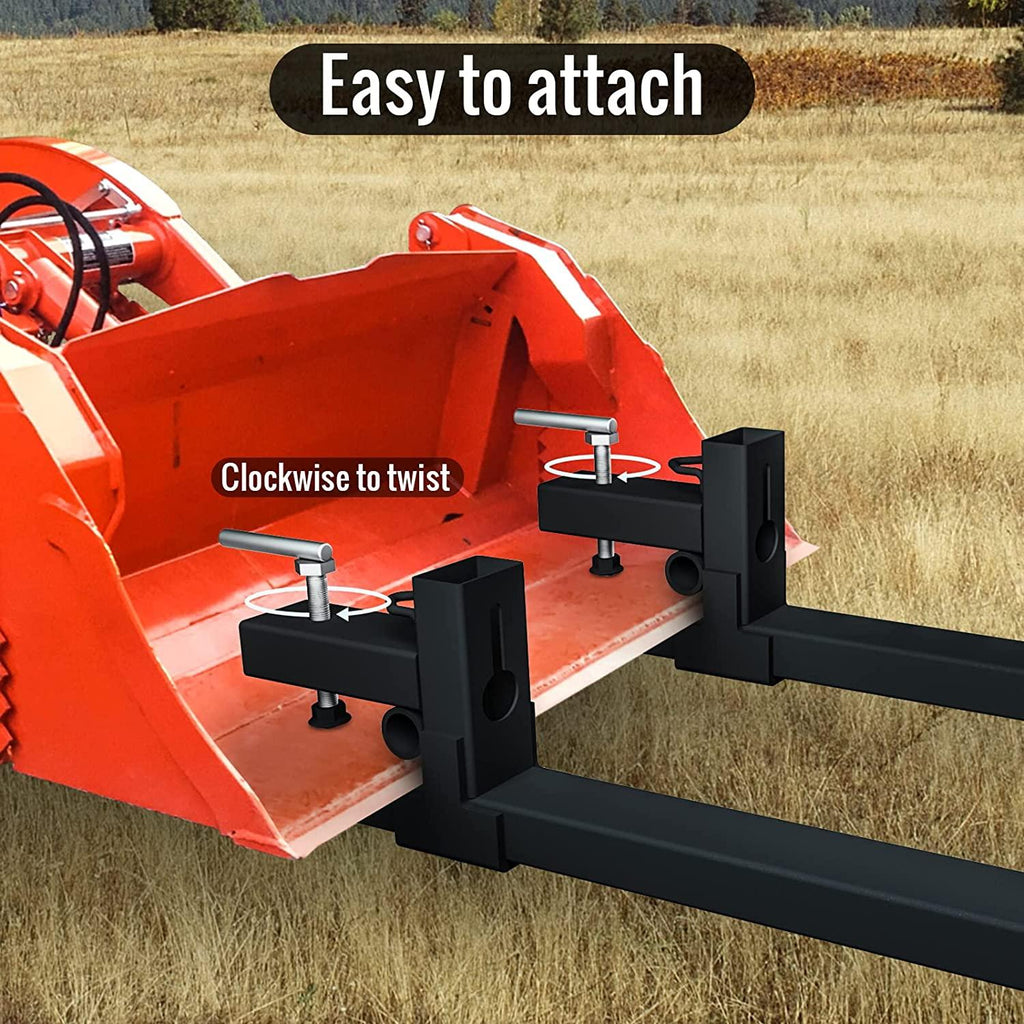 Sulythw Clamp On Pallet Forks, 43” Total Length 2000lbs Heavy Duty Tractor Forks for Loader Bucket or Skid Steer Kubota Tractor