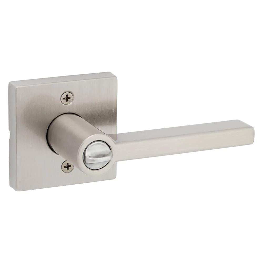 Halifax Square Satin Nickel Keyed Entry Door Lever Featuring SmartKey Security